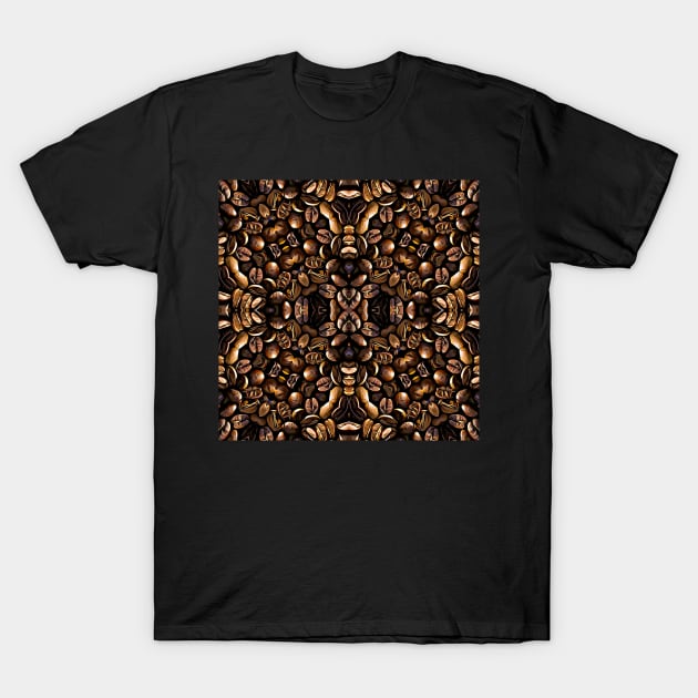 Brown Roasted Coffee Beans Pattern 6 T-Shirt by BubbleMench